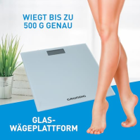 Digitální váha Grundig - Koupelnová váha do 180 kg - Váha pro měření tělesné hmotnosti v kg/lb - Váha s přesností do 500 g - s d